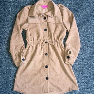 Tan Corduroy Button-Up Dress
